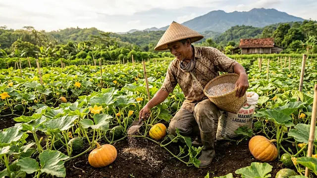 Ilustrasi cara merawat tanaman labu kuning