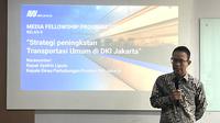 Kepala Dinas Perhubungan (Kadishub) Provinsi Jakrta Syafrin Liputo saat menjadi pembicara dalam MRT Fellowship Program 2025 di Jakarta. (Foto: Liputan6.com/Radityo Priyasmoro).