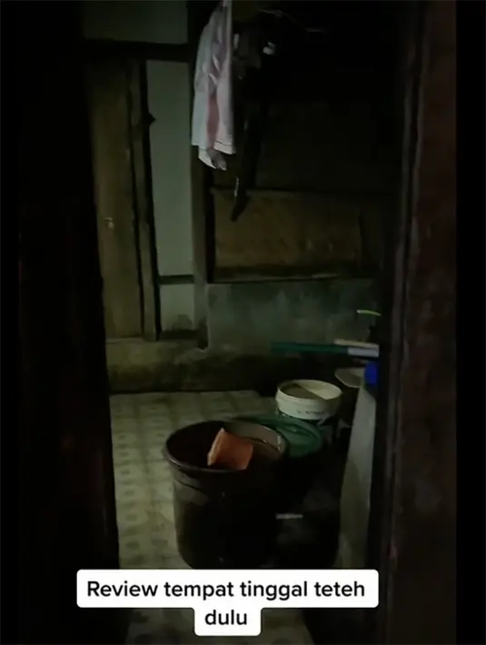 Tidak jauh dari dapur, terdapat kamar mandi yang juga sederhana dengan dinding kayu dan tembok separo. [TikTok/imelputricahyatiofficial]