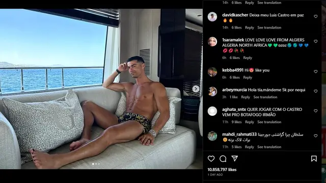 Cristiano Ronaldo tengah menikmati liburannya