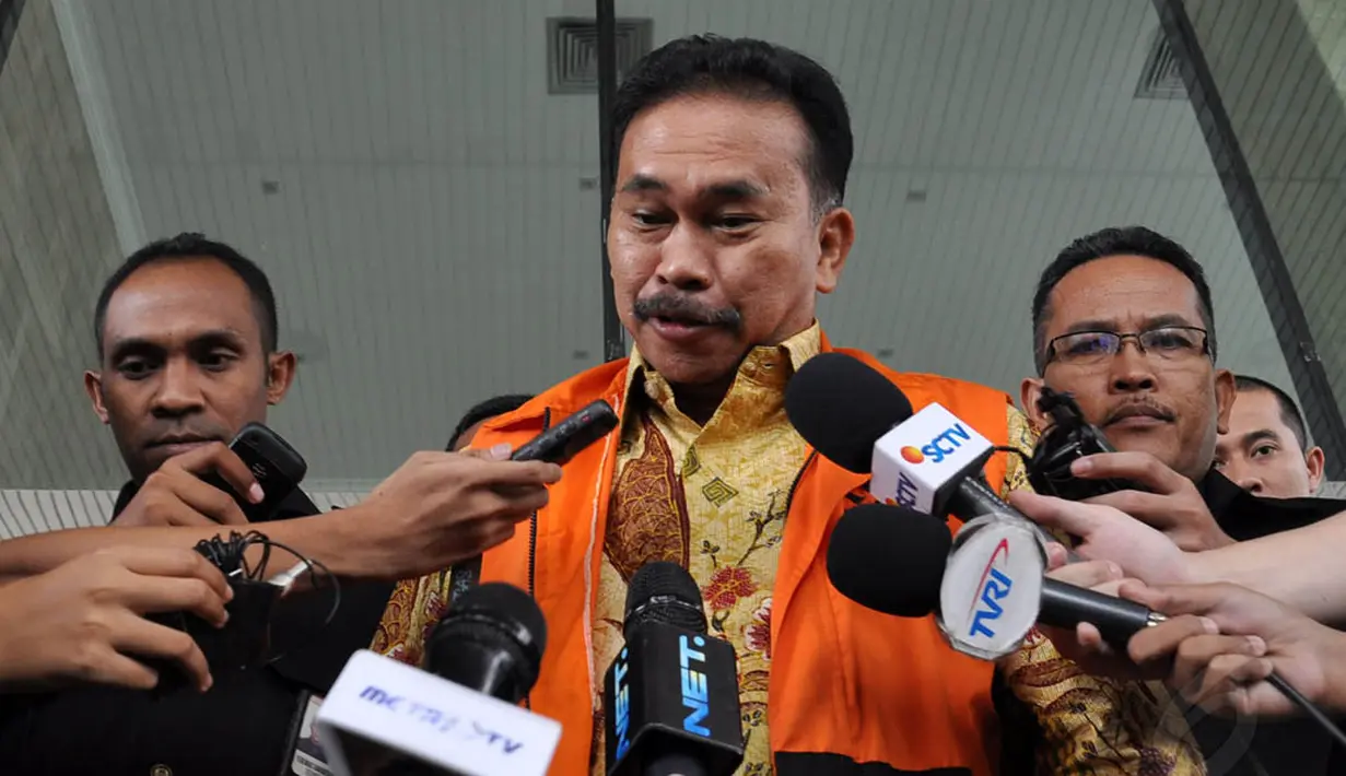 Bonaran Situmeang ditetapkan sebagai tersangka oleh KPK terkait kasus dugaan suap terhadap Akil Mochtar dalam pengurusan Pilkada Tapanuli Tengah. (Liputan6.com/Miftahul Hayat)  