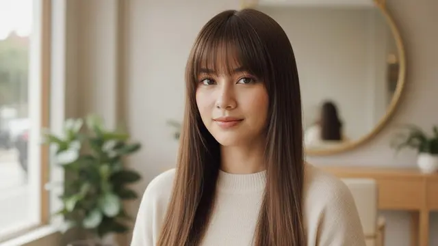 Model Rambut Wanita Panjang Lurus Tipis