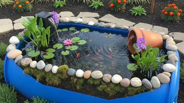 Trik Bikin Kolam Ikan Kecil dari Tong Air untuk Halaman Rumah/ Ilustrasi gambar oleh AI