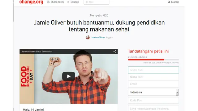 Chef Jamie Oliver - Healthy Food Education Campaign 0315