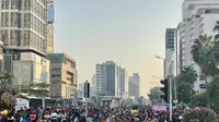 Suasana di Jalan MH Thamrin, Jakarta Pusat Jelang Jakarnaval, Minggu (30/6/2019). (Foto: Ratu Annisaa Suryasumirat/Liputan6.com)