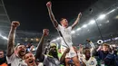 Real Madrid unggul 2-0 atas Borussia Dortmund. (AP Photo/Ian Walton)