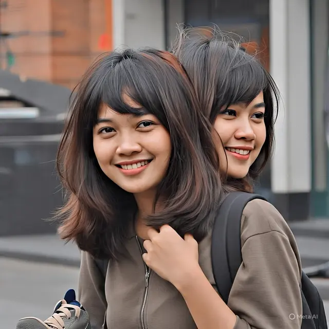 Rambut Bob Nungging Layer