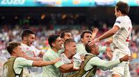 Lima gol Timnas Spanyol tercipta melalui Pablo Sarabia, Cesar Azpilicueta, Ferran Torres, Alvaro Morata, dan Mikel Oyarzabal. Tiga gol Kroasia berasal dari bunuh diri Pedri, Mislav Osnic, dan Mario Pasalic. (Foto: AFP/Pool/ Stuart Franklin)