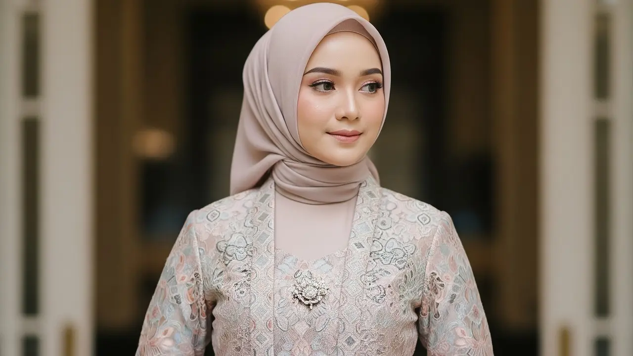 Model Gamis Brokat Etnik Warna Pastel (Gemini AI)