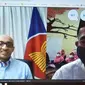 Duta Besar Singapura untuk Indonesia, Anil Kumar Nayar memberi ucapan kepada anak-anak dan staf YBKNA melalui Skype, dalam acara Bukber Virtual. (Kedutaan Singapura)