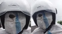 Pakai karung saat hujan (TikTok/@mas_tong76)