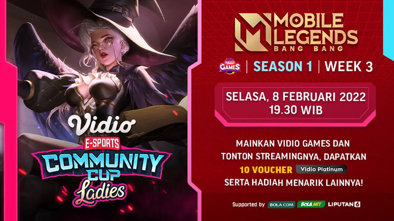 Jadwal dan Live Streaming Vidio Community Cup Ladies Season 1 Mobile Legends Week 3 di Vidio, Selasa 8 Februari 2022