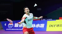 Penampilan tunggal putra Indonesia, Jonatan Christie, pada ajang Piala Thomas 2024 kontra Thailand, di Chengdu Hi Tech Zone Sports Centre Gymnasium, Senin (29/4/2024) siang WIB. (Bola.com/PBSI)
