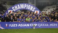 Timnas Jepang U-23 berhasil meraih titel juara Piala Asia U-23 2024&nbsp;setelah mengalahkan Uzbekistan pada partai final dengan skor 1-0 di&nbsp;Jassim bin Hamad Stadium, Al Rayyan, Jumat (3/5/2024) malam WIB. (AFP/Karim Jaafar)
