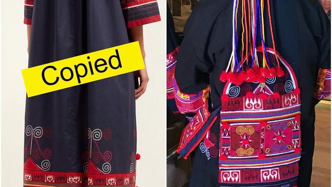 Rancangan gaun dari brand Max Mara yang disebut curi desain busana suku pedalaman di Laos. (dok. Instagram @taeclaos/https://www.instagram.com/p/BwA77PnJbJ2/)