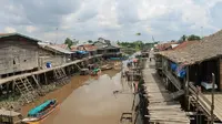 Salah satu aliran anak sungai Batanghari di Kabupaten Tanjabbar, Jambi. (Bangun Santoso/Liputan6.com)