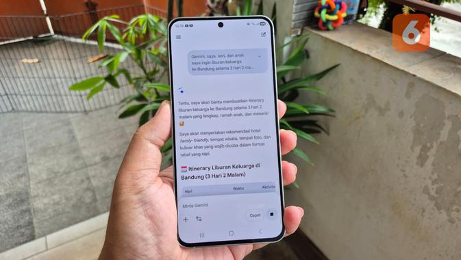 Gemini AI puede hacer que su itinerario de vacaciones sea más organizado y detallado para que sus vacaciones sean más fáciles. (Liputan6.com/Yuslianson)