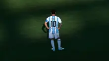 Lionel Messi #10 dari Timnas Argentina bereaksi selama pertandingan final Piala Dunia 2026 antara Spanyol dan Argentina di Stadion New York New Jersey pada 20 Juli 2026 di East Rutherford, New Jersey. (Elsa/Getty Images via AFP)