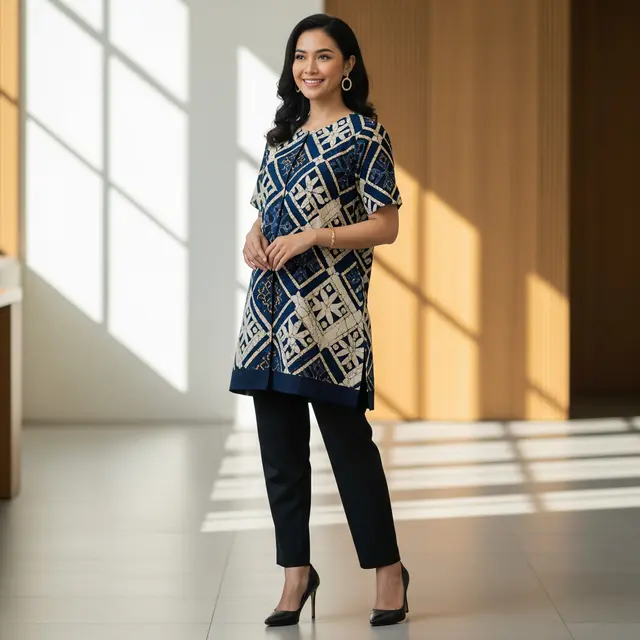 Model Atasan Batik Wanita Elegan Tunik