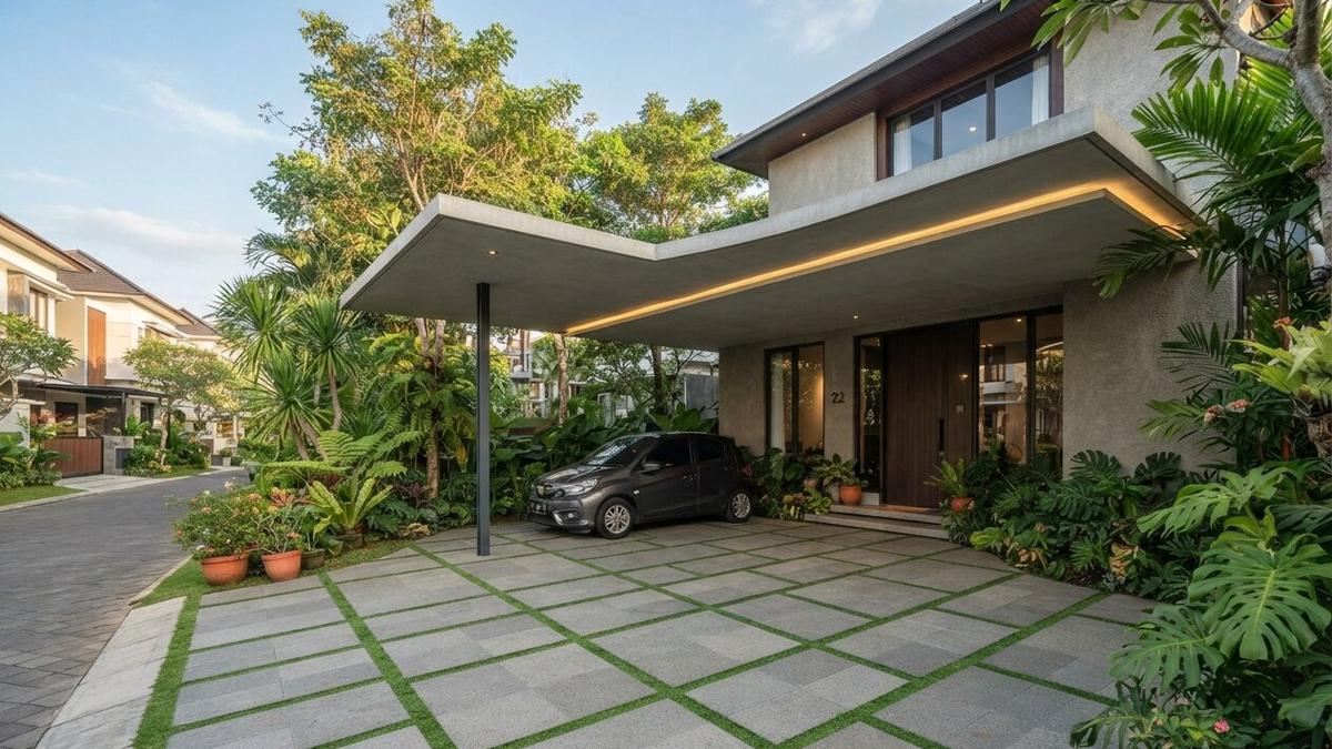 10 Model Carport Minimalis yang Tidak Terlihat Seperti Area Parkir, Desain Tersembunyi yang Estetik