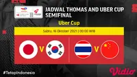 Jadwal Semifinal Piala Uber Cup 2020 Sabtu, 16 Oktober 2021