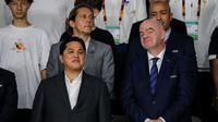 Ketua Umum PSSI, Erick Thohir dan Presiden FIFA, Gianni Infantino hadir menyaksikan laga final Piala Dunia U-17 2023 antara Timnas Jerman U-17 menghadapi Timnas Prancis U-17 di Stadion Manahan, Solo, Sabtu (2/12/2023). (Bola.com/Bagaskara Lazuardi)