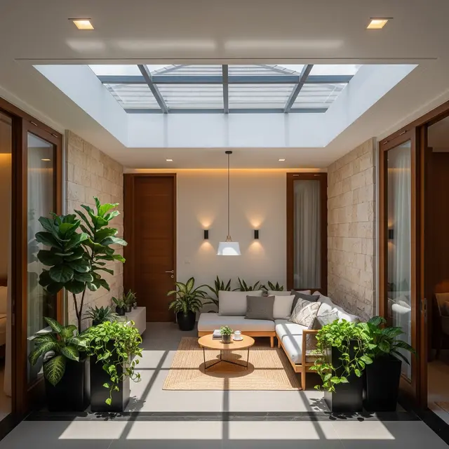 6 Model Courtyard dengan Skylight, Rumah Lebih Terang dan Terasa Lapang