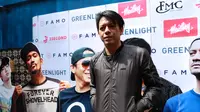 Ariel saat menghadiri acara peluncuran laman situs clothing 3Second di Queenshead Kemang, Jakarta Selatan, Rabu (24/1/2018). (Adrian Putra/Bintang.com)