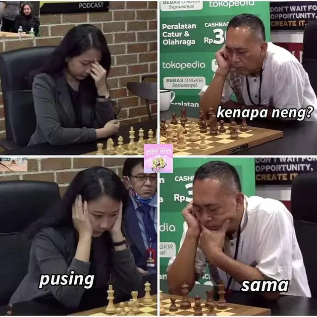 6 Editan Foto Kocak Pertandingan Catur Dewa Kipas Vs GM Irene