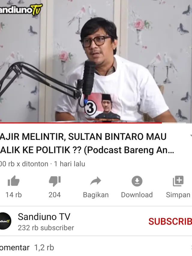 Unggahan Sandiaga Uno. (Foto: YouTube Sandiuno TV)