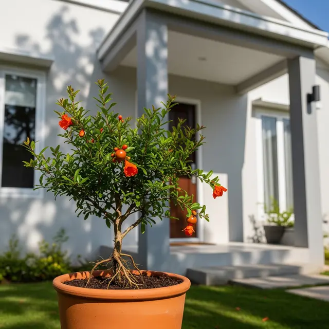 Pohon Buah Mini Ini Bikin Depan Rumah Minimalis Type 45 (Image by Gemini AI)