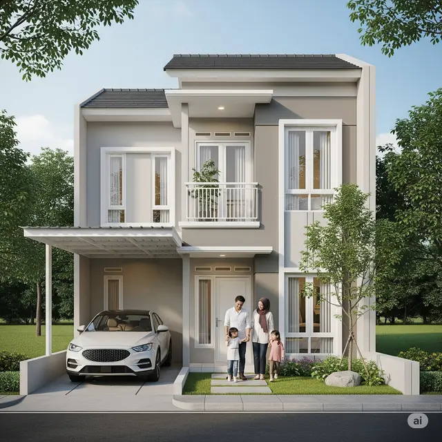 Rumah Klasik dengan Balkon