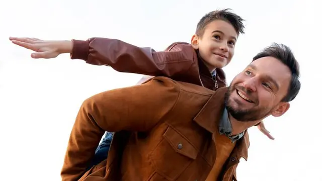 Ilustrasi ayah dan anak laki-laki