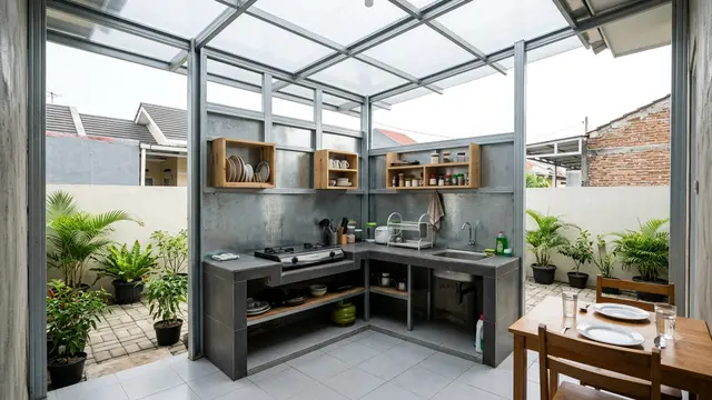Desain Dapur Dinding Baja Ringan yang Kokoh Tahan Angin. AI Generated