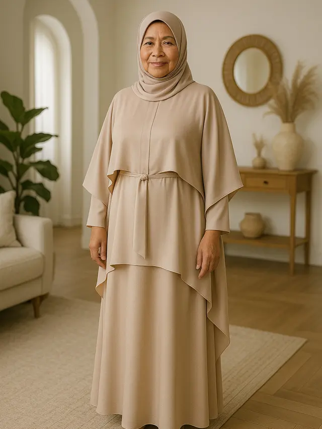 7 Model Gamis Kaftan untuk Kondangan Ibu-Ibu Usia 50 Tahun ke Atas, Tetap Anggun dan Elegan