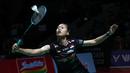 Aksi tunggal putri andalan Indonesia, Putri Kusuma Wardani pada pertandingan melawan wakil Taiwan, Sung Shuo Yun dalam babak 32 besar Indonesia Masters 2026 di Istora Senayan, Jakarta pada Rabu (21/01/2026). (Bola.com/Abdul Aziz)