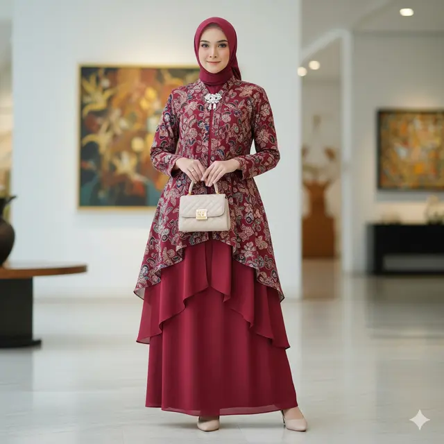 Model Gamis Batik Kombinasi Modern (Foto: Gemini)