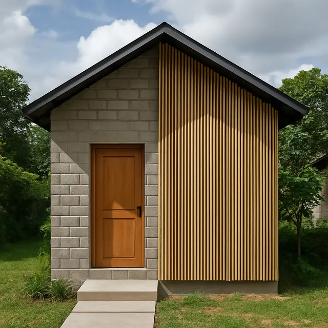 Model Rumah Kecil dari Batako dan Bambu yang Murah tapi Elegan