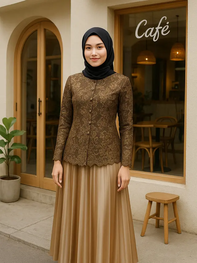 Atasan Batik dengan Rok Plisket