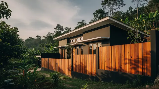 Kombinasi Warna Cat Rumah dengan Pagar Kayu