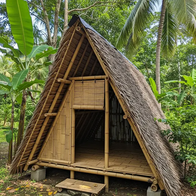 Desain Saung Bambu Sederhana (AI Generated)