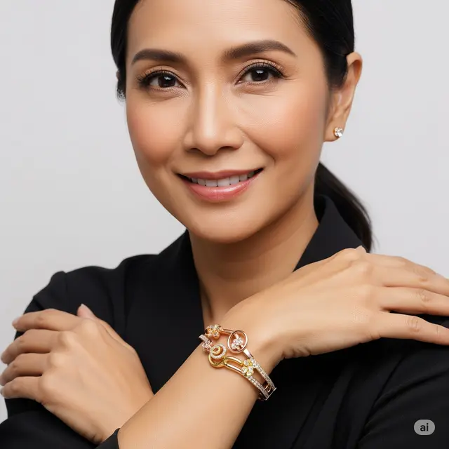 Model Gelang 50 Gram Emas Elegan untuk Ibu-Ibu 40 Tahun ke Atas