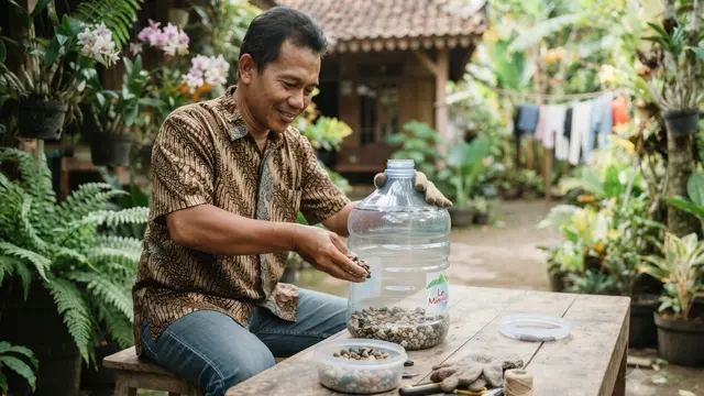 Cara Membuat Kolam Ikan Nila Mini dari Galon Bekas