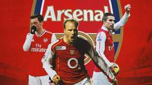 Arsenal - Mesut Ozil, Dennis Bergkamp, Robin van Persie (Bola.com/Adreanus Titus)