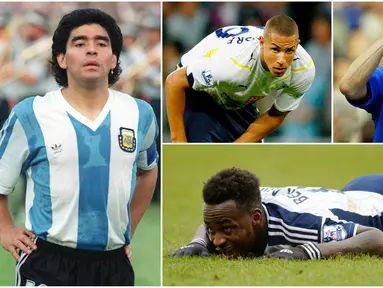 Berikut ini lima pesepak bola yang pernah terjebak kasus narkoba. Diantaranya, Diego Maradona, Adrian Mutu dan Jake Livermore. (Foto-foto Kolase AFP)