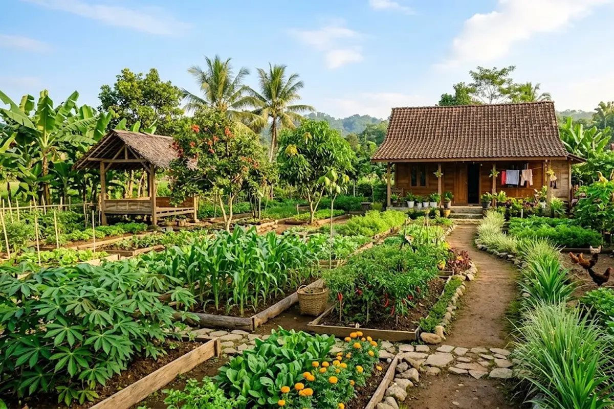 Inspirasi Kebun Rumah Ala Kampung di Lahan Luas Tapi Tetap Tertata Rapi