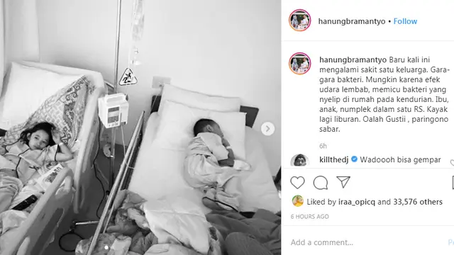 Istri dan keempat anak Hanung Bramantyo dirawat di rumah sakit (https://www.instagram.com/p/B7M68OdH3pN/)