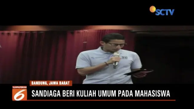 Lakukan safari politik, Sandiaga Uno bertemu dengan sejumlah tokoh dan beri kuliah umum pada kaum milenial.