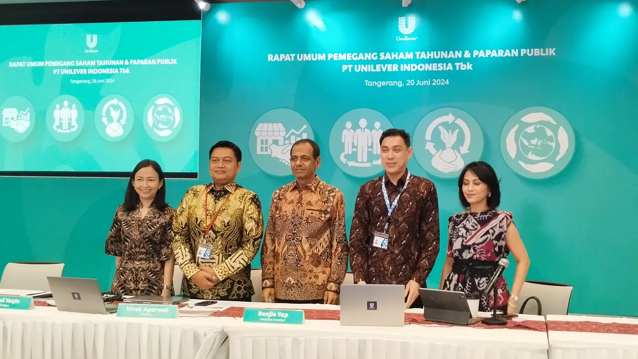 Rapat Umum Pemegang Saham Tahunan (RUPST) PT Unilever Indonesia Tbk (UNVR) yang digelar pada Kamis, 20 Juni 2024 memutuskan untuk merampingkan jumlah direksi perseroan. (Gagas/Liputan6.com)