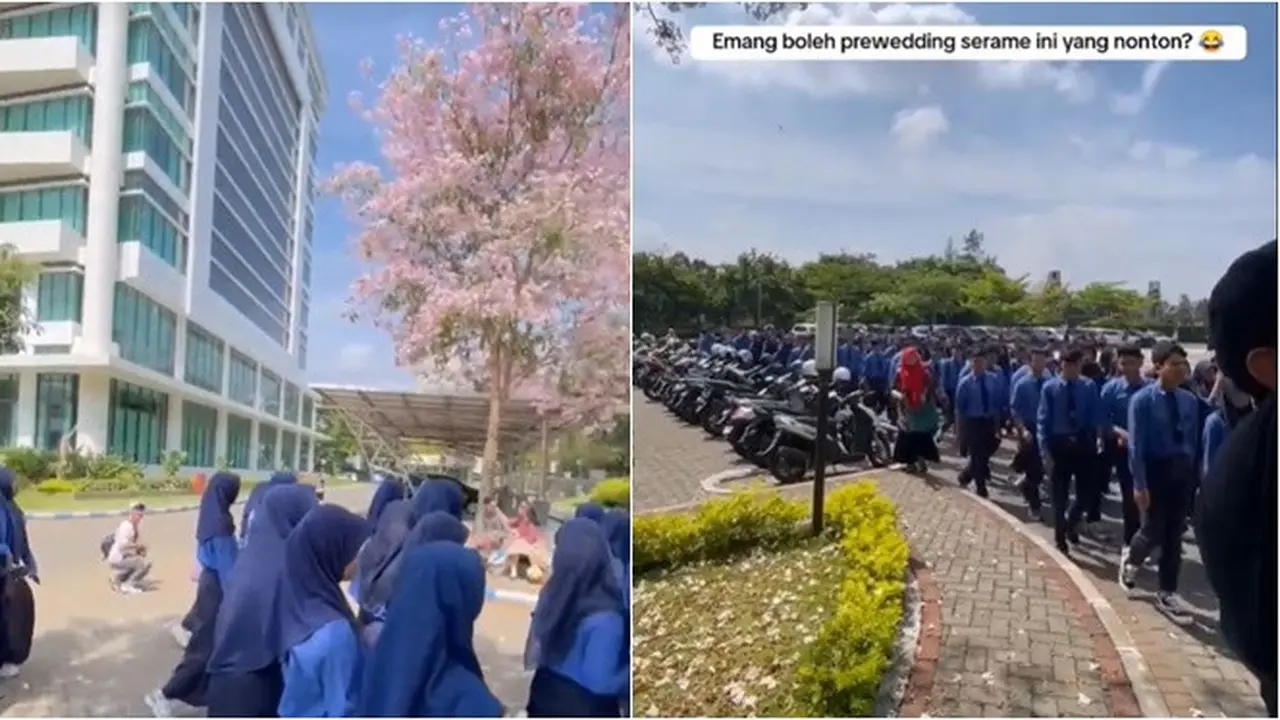 Prewedding di Kampus, Pasangan Ini Ditonton Ratusan Anak SMA yang Lagi Study Tour